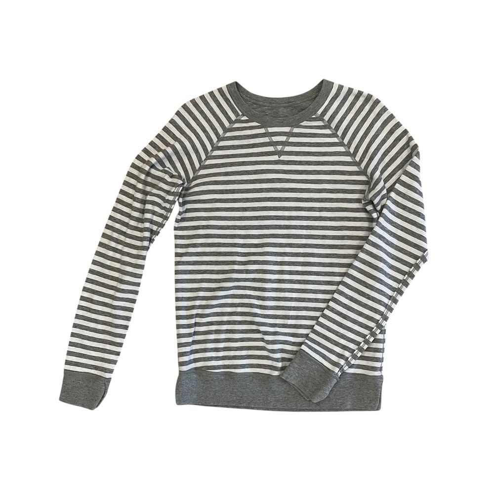 Lululemon Reversible Striped Sweatshirt Womens Grey White Raglan Pullover Top